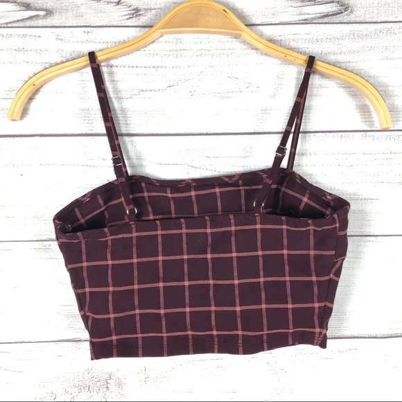 Forever 21 plaid maroon cami strap crop top size s - Picture 3 of 3